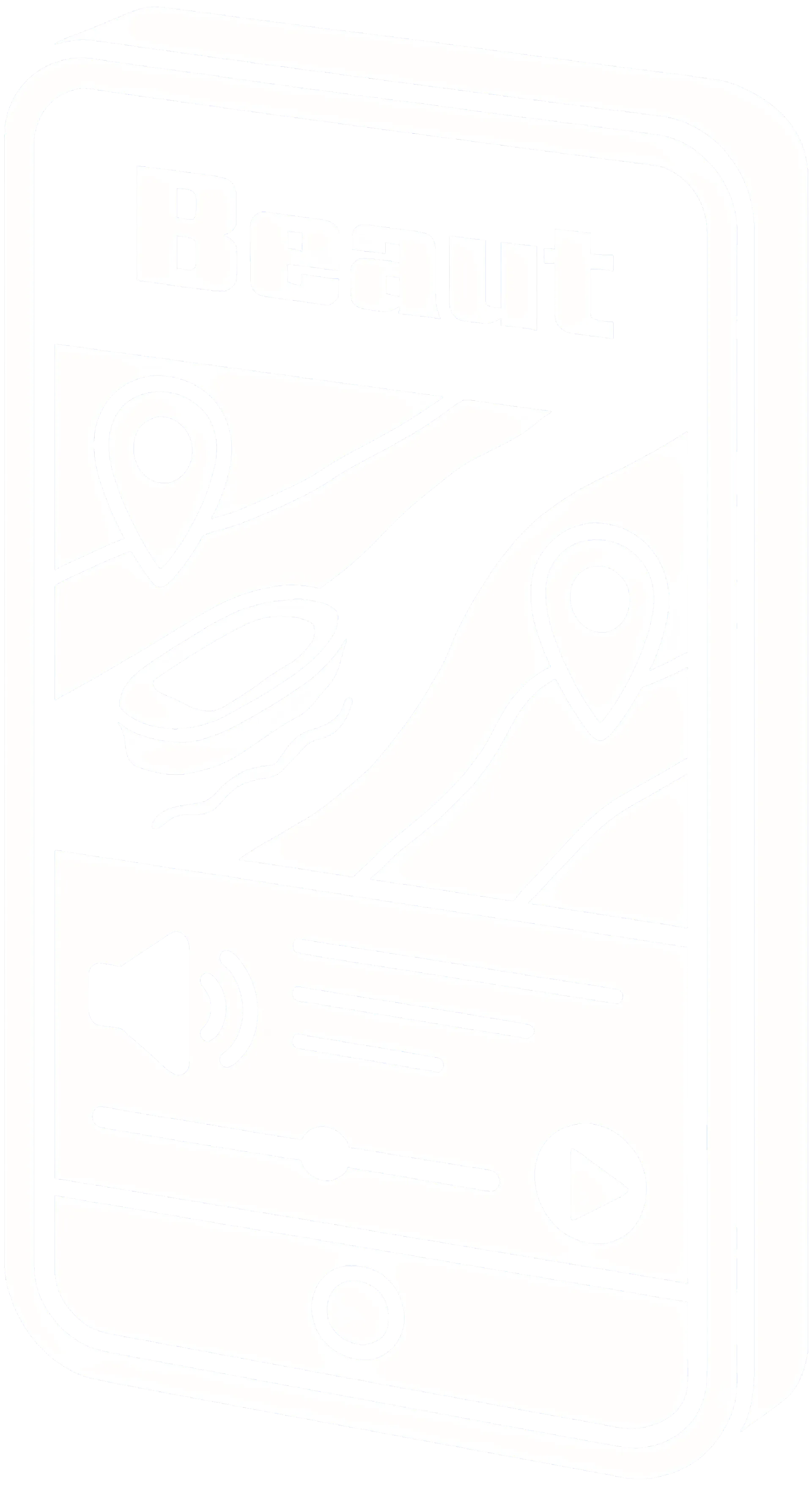 Beaut App Interface - Location-aware audio tours with map and audio controls